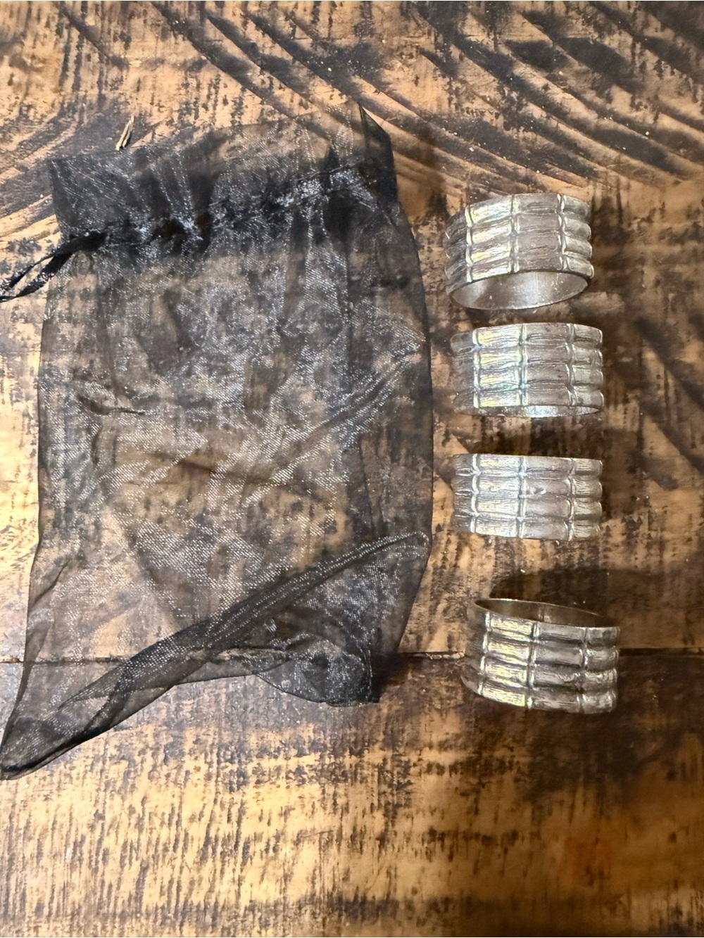 Silver Metal Napkin Rings - Set of 4